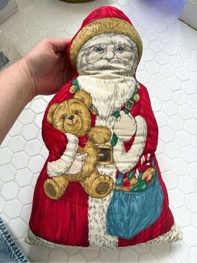 Vintage Horchow Santa Claus Christmas Decorative Pillow Holiday Decor